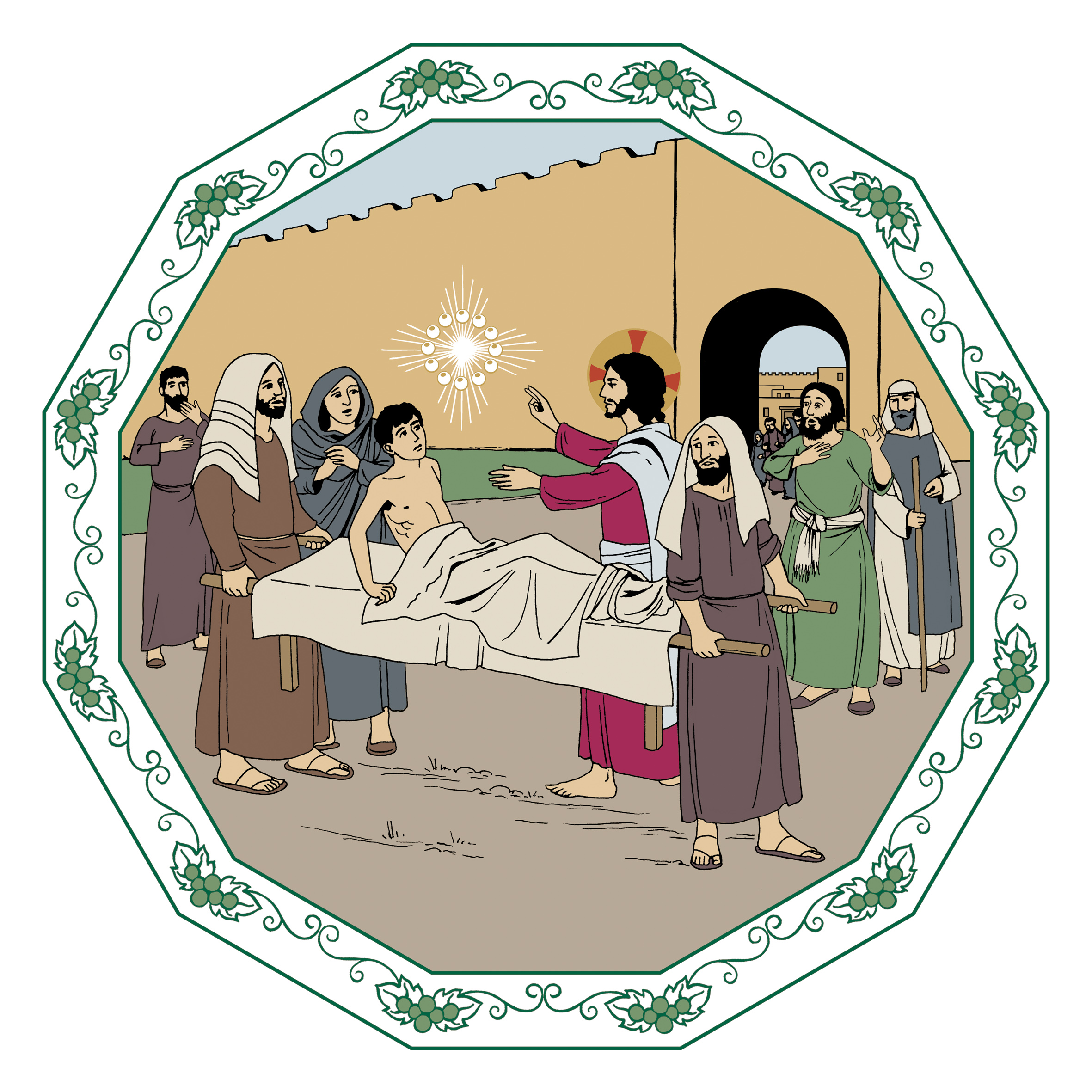 Veisuujumalanpalvelus Kuvassa Jeesus herättää kuolleen